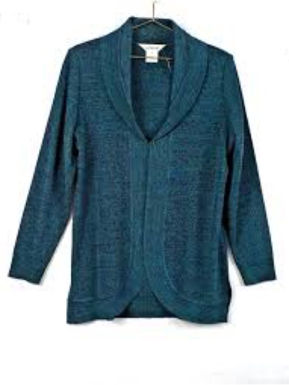 Misook Teal Open-Front Shawl Collar Cardigan